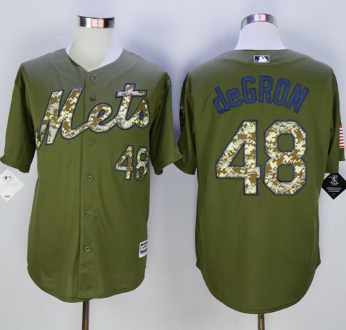 Mets #48 Jacob DeGrom Green Camo New Cool Base Stitched MLB Jersey - Click Image to Close